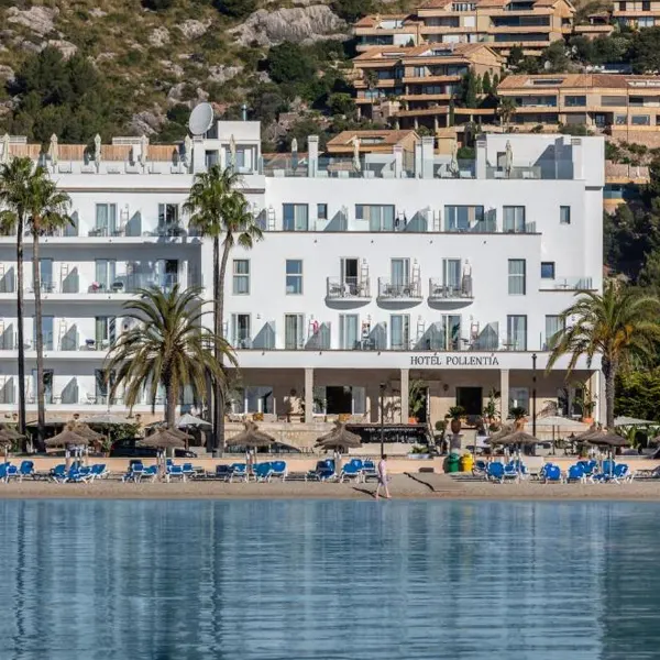 Fachada y terraza con vistas al mar del hotel Hoposa Pollentia